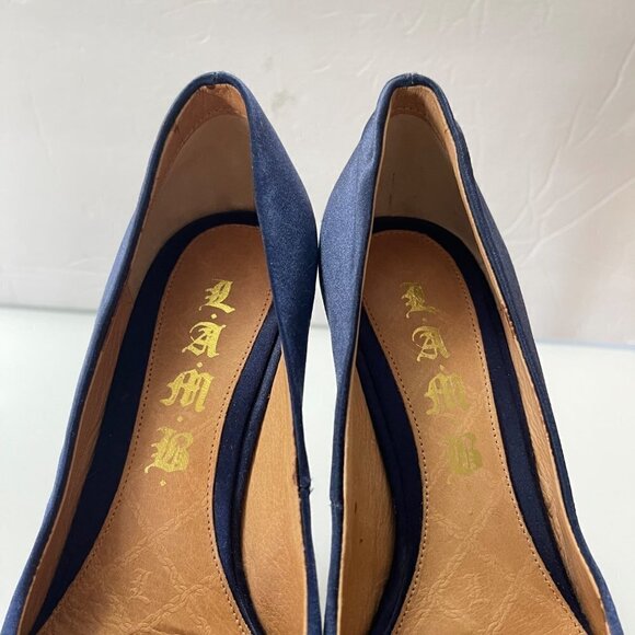 L.A.M.B. Gwen Stefani Womens Project Blue Satin Leather Platform Pump Heels 6.5 - Picture 5 of 12